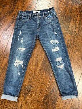 KanCan Distressed Dark Blue Boyfriend Jeans Size 3/25